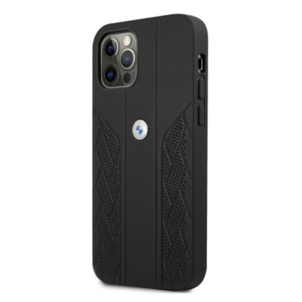 BMW Curve Perforate-etui i læder til iPhone 12 / iPhone 12 Pro - Sort