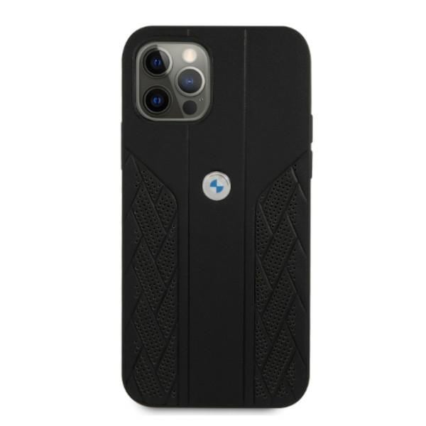 BMW Curve Perforate-etui i læder til iPhone 12 / iPhone 12 Pro - Sort