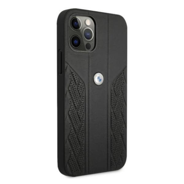 BMW Curve Perforate-etui i læder til iPhone 12 / iPhone 12 Pro - Sort