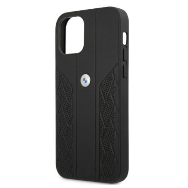 BMW Curve Perforate-etui i læder til iPhone 12 / iPhone 12 Pro - Sort