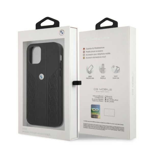 BMW Curve Perforate-etui i læder til iPhone 12 / iPhone 12 Pro - Sort