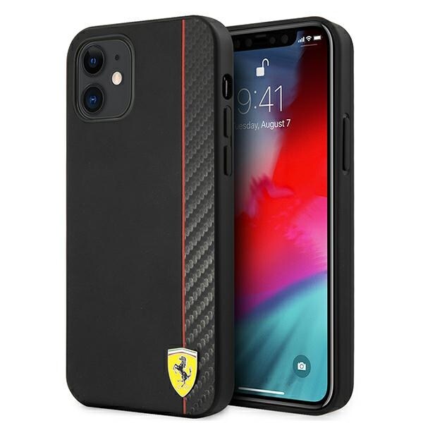 Ferrari FESAXHCP12SBK iPhone 12 mini 5,4" sort/sort hardcase On Track Carbon Stripe