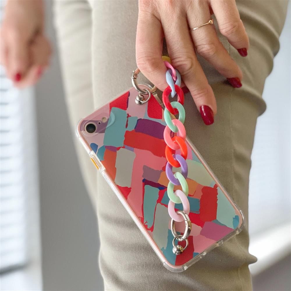 Color Chain Case gel fleksibelt elastisk etui med kædevedhæng til iPhone XS / iPhone X multicolour