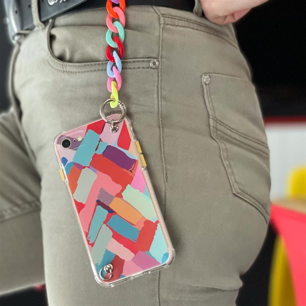 Color Chain Case gel fleksibel elastisk cover med kæde vedhæng til iPhone 8/7 Plus, multicolor