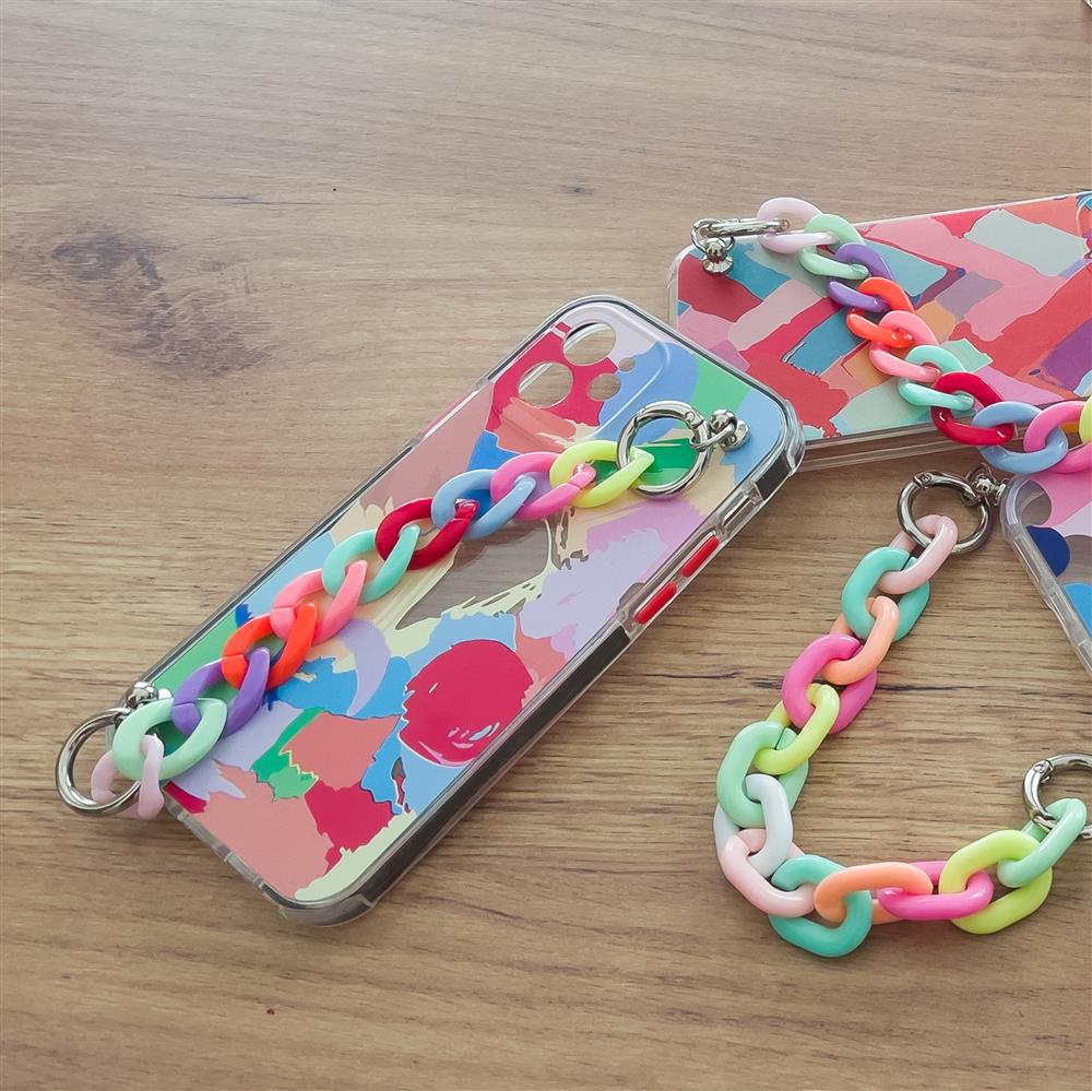 Farverig kædevedhængs gel-cover til iPhone 8 Plus / 7 Plus - fleksibelt og elastisk.
