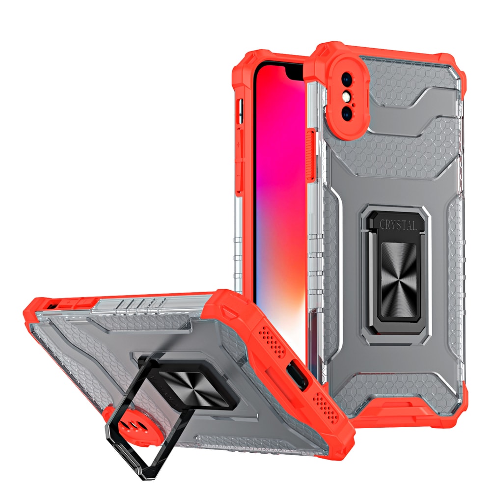 Crystal Ring Case Kickstand Tough Rugged Cover til iPhone XS Max red