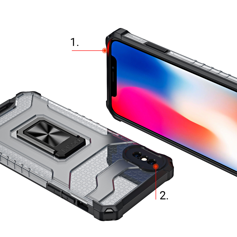 Crystal Ring Case Kickstand Tough Rugged Cover til iPhone XS Max red