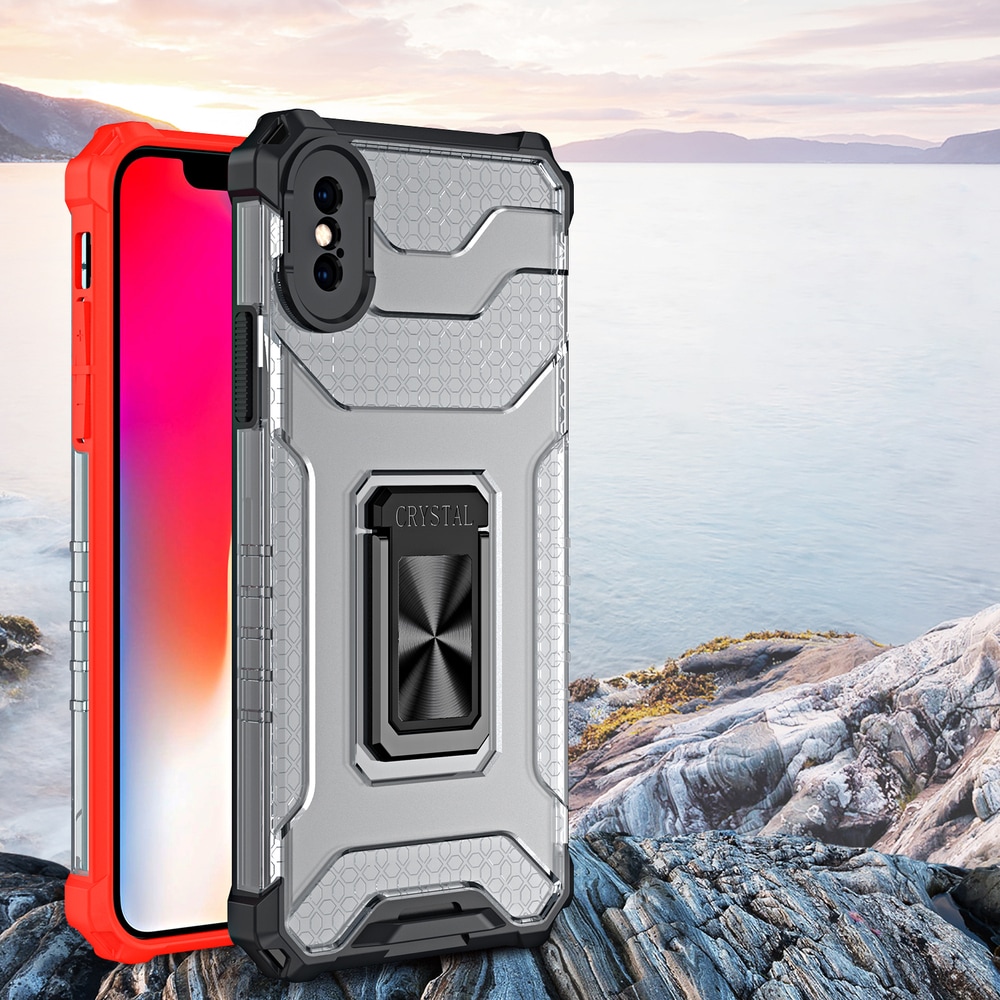 Crystal Ring Case Kickstand Tough Rugged Cover til iPhone XS Max red
