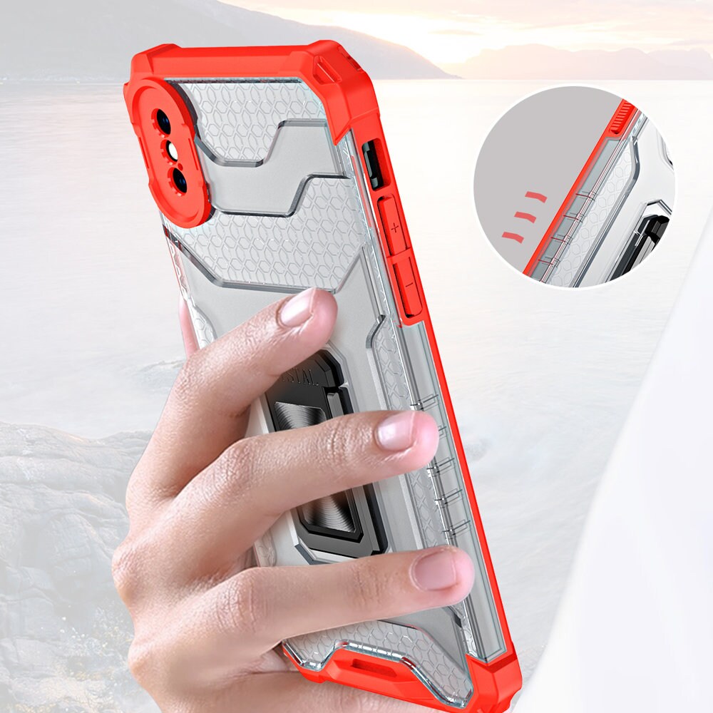 Crystal Ring Case Kickstand Tough Rugged Cover til iPhone XS Max red