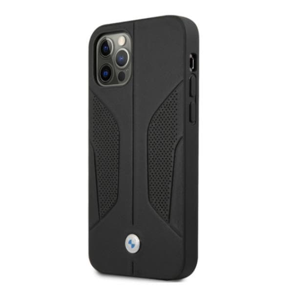 BMW Læderetui med perforerede sider til iPhone 12 Pro Max - Sort