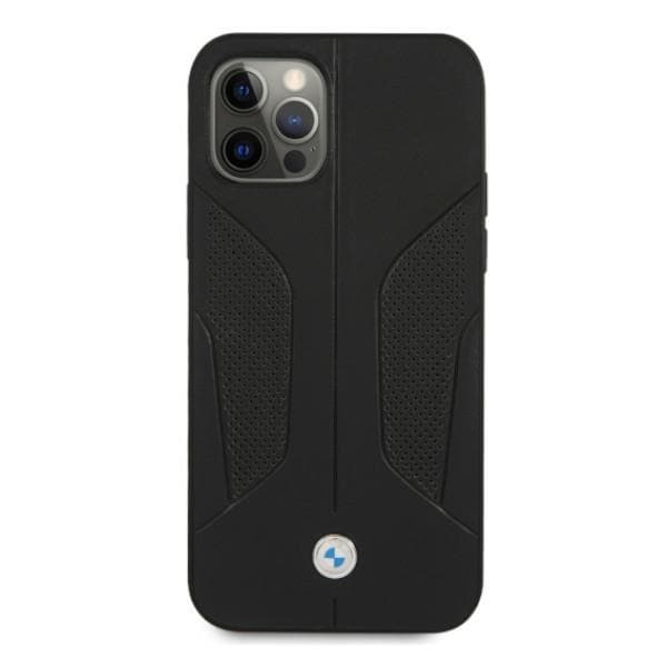 BMW Læderetui med perforerede sider til iPhone 12 Pro Max - Sort