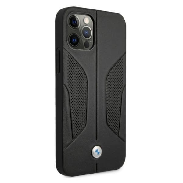 BMW Læderetui med perforerede sider til iPhone 12 Pro Max - Sort