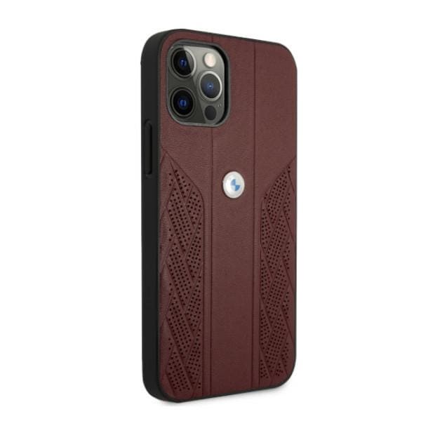 BMW Curve Perforate-etui i læder til iPhone 12 Pro Max - Rød