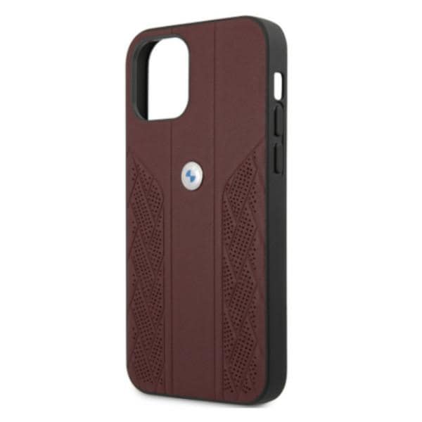 BMW Curve Perforate-etui i læder til iPhone 12 Pro Max - Rød