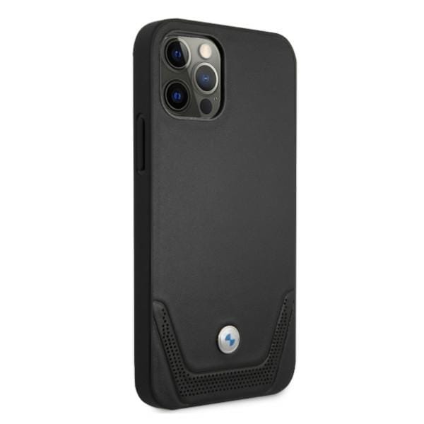 BMW Perforeret læderetui til iPhone 12 Pro Max - Sort