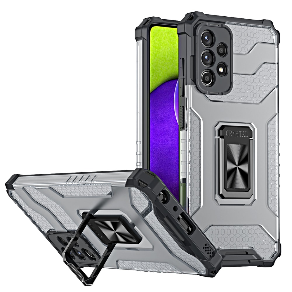 Crystal Ring Case Kickstand Tough Rugged Cover til Samsung Galaxy A72 4G sort