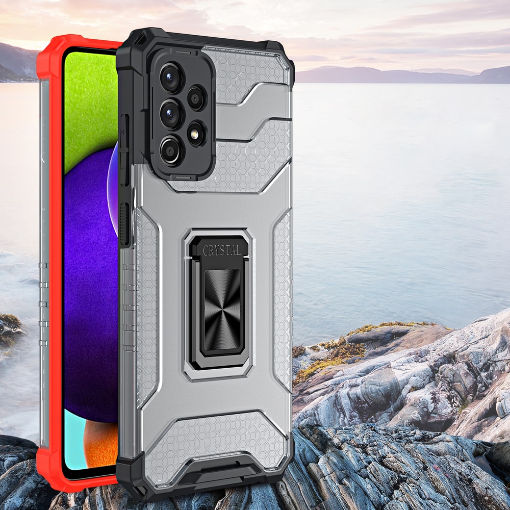 Crystal Ring Case Kickstand Tough Rugged Cover til Samsung Galaxy A72 4G sort