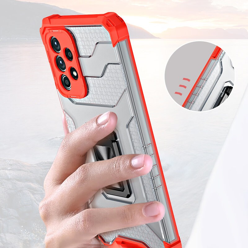 Crystal Ring Case Kickstand Tough Rugged Cover til Samsung Galaxy A72 4G red