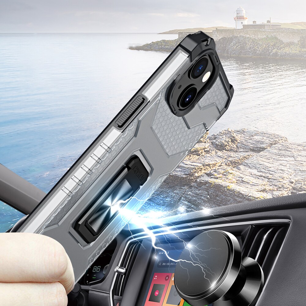 Crystal Ring Case Kickstand Tough Rugged Cover til iPhone 12 mini sort