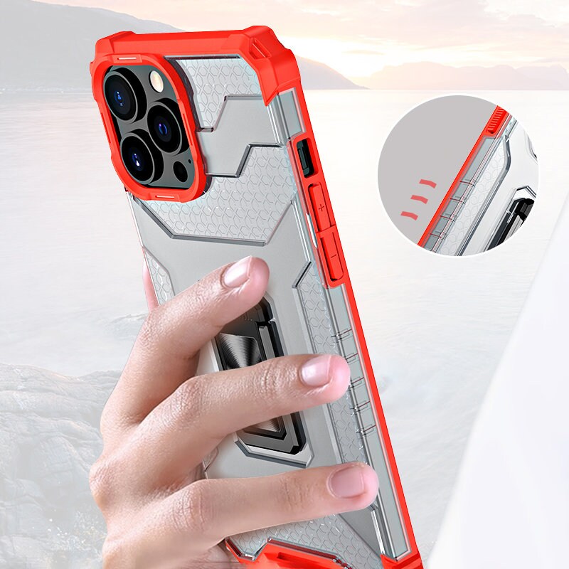 Crystal Ring Case Kickstand Tough Rugged Cover til iPhone 12 Pro blå