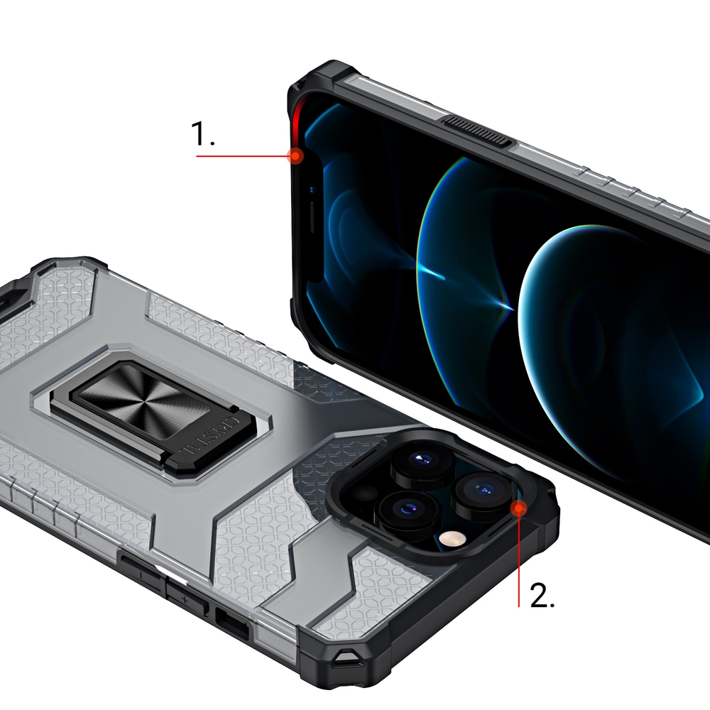 Crystal Ring Case Kickstand Tough Rugged Cover til iPhone 12 Pro Max sort