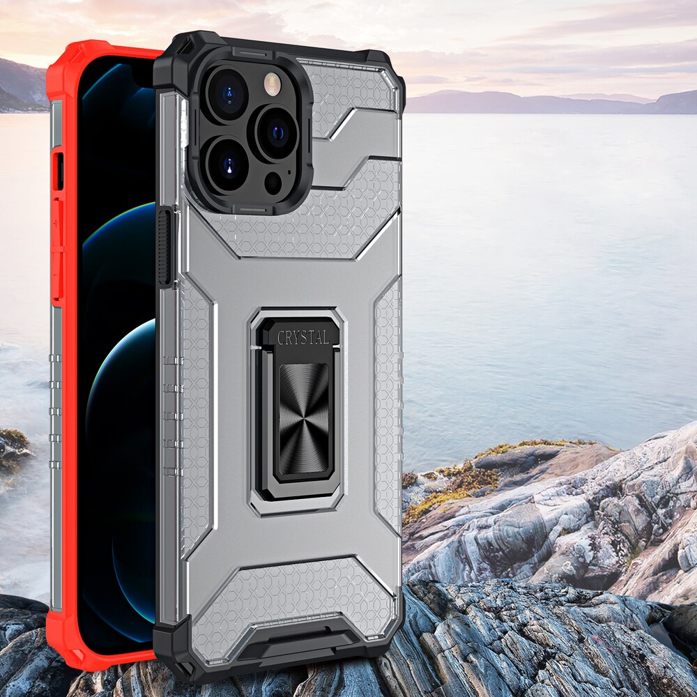 Crystal Ring Case Kickstand Tough Rugged Cover til iPhone 12 Pro Max blå