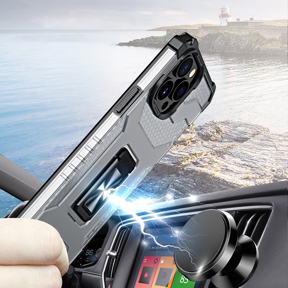 Crystal Ring Case Kickstand Tough Rugged Cover til iPhone 12 Pro Max blå