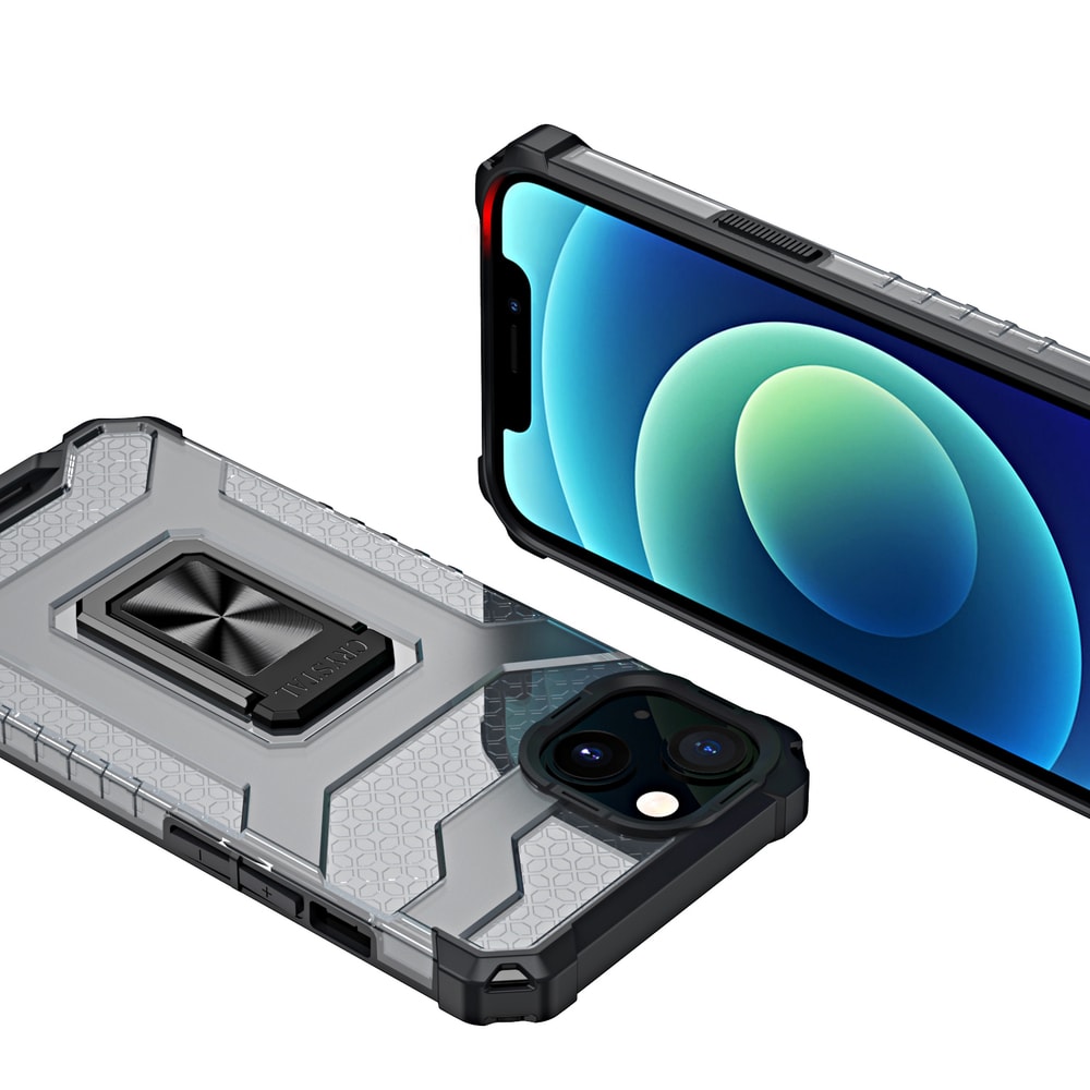 Crystal Ring Case Kickstand Tough Rugged Cover til iPhone 13 mini sort