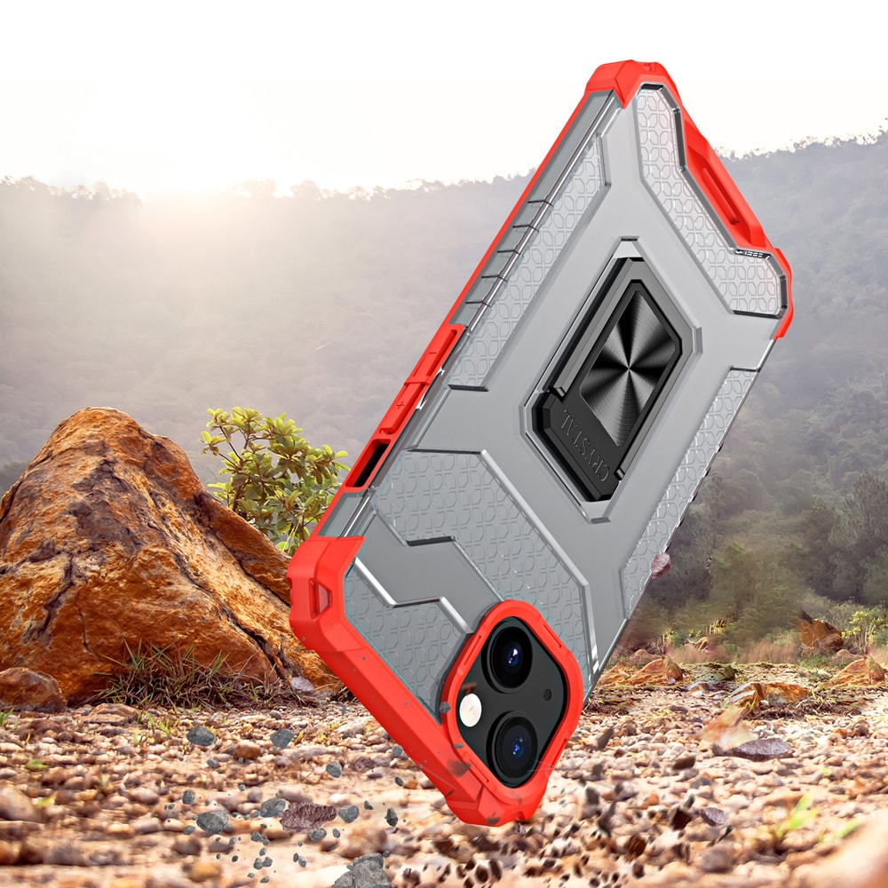 Crystal Ring Case Kickstand Tough Rugged Cover til iPhone 13 mini red