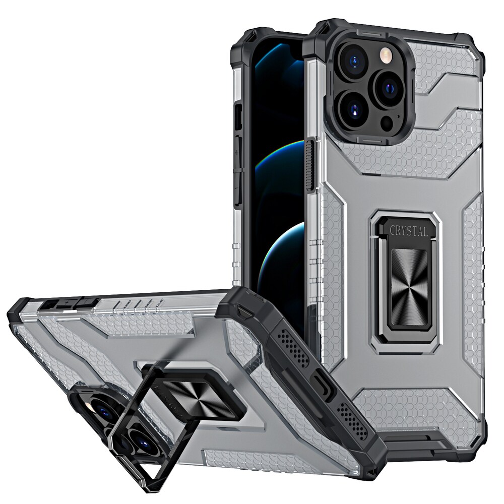 Crystal Ring Case Kickstand Tough Rugged Cover til iPhone 13 Pro sort