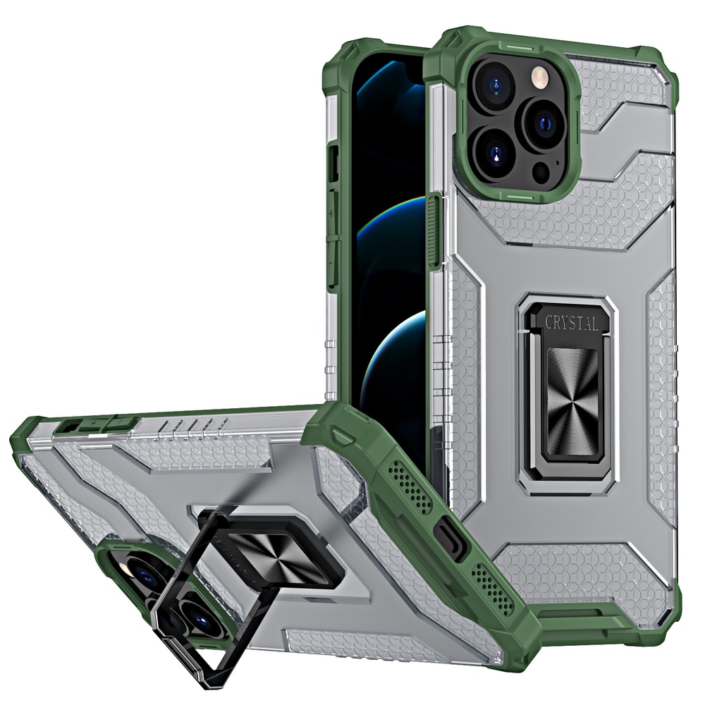 Crystal Ring Case Kickstand Tough Rugged Cover til iPhone 13 Pro grøn