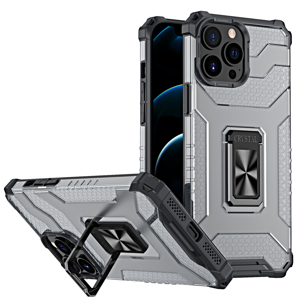 Crystal Ring Case Kickstand Tough Rugged Cover til iPhone 13 Pro Max sort