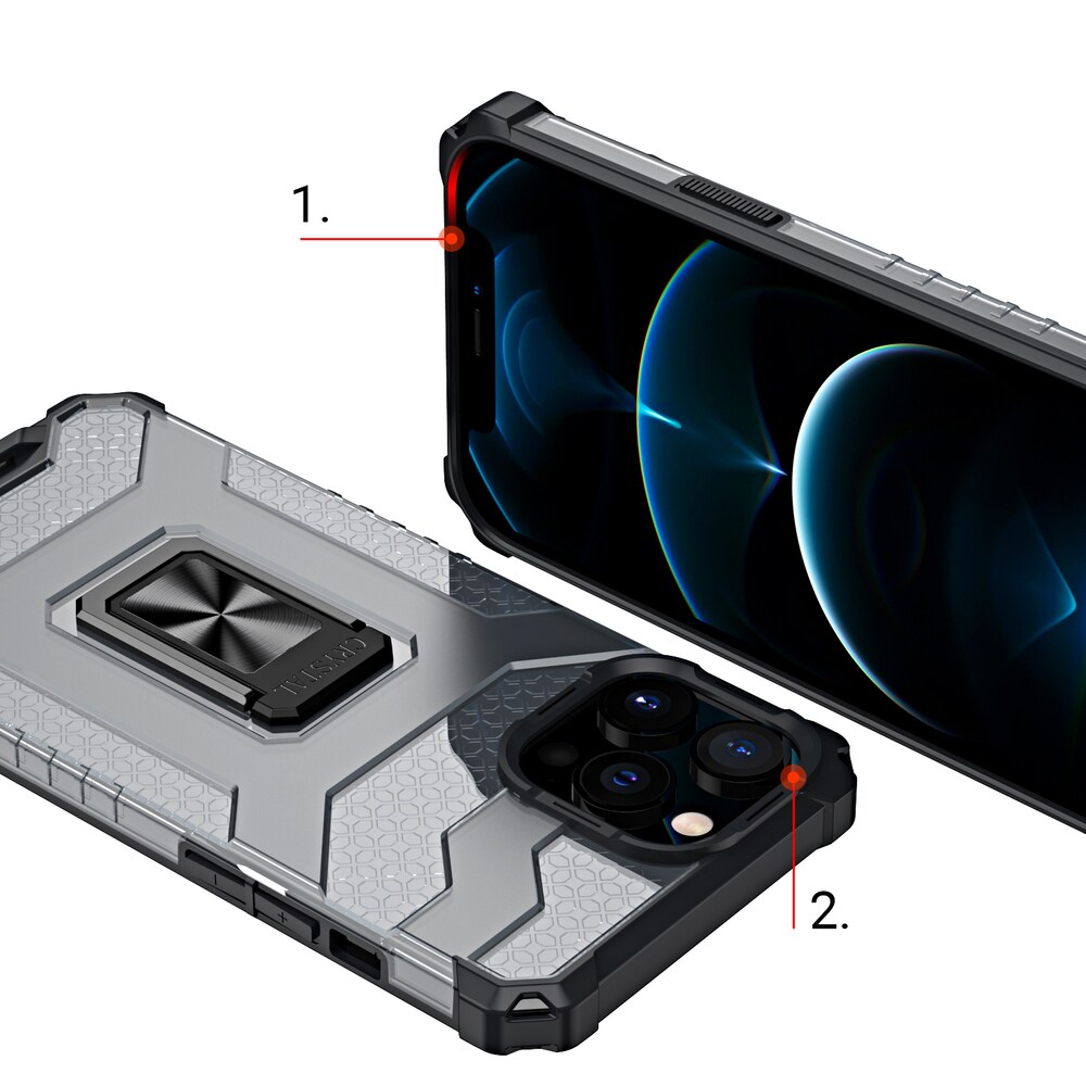 Crystal Ring Case Kickstand Tough Rugged Cover til iPhone 13 Pro Max rød