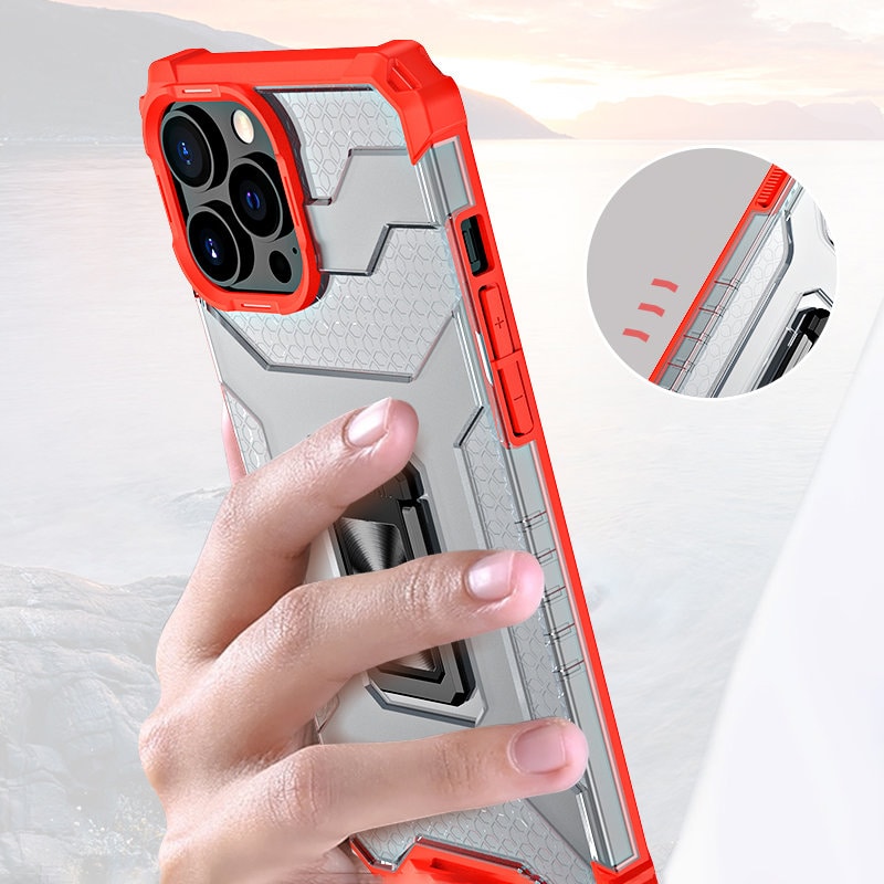 Crystal Ring Case Kickstand Tough Rugged Cover til iPhone 13 Pro Max rød