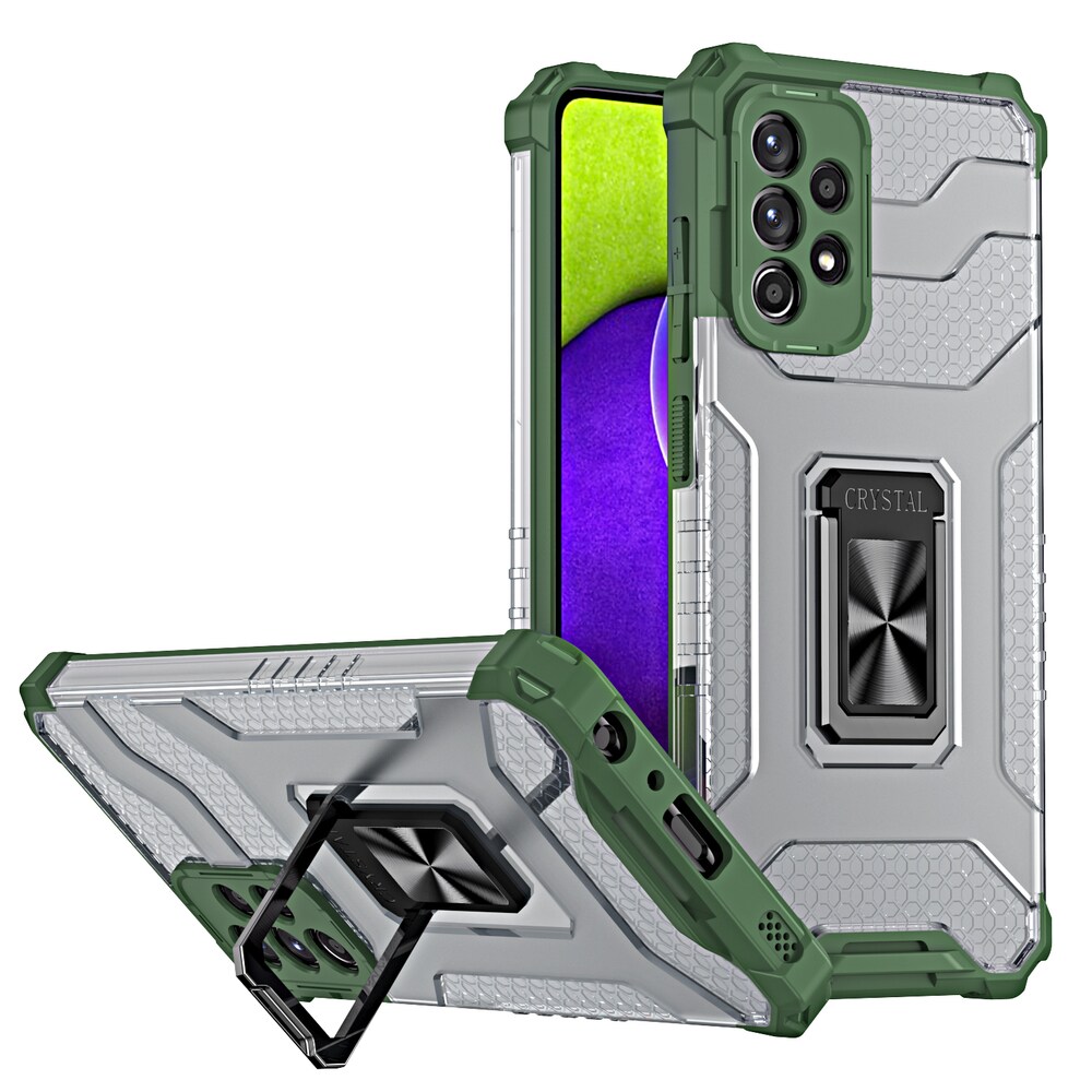Crystal Ring Case Kickstand Tough Rugged Cover til Samsung Galaxy A72 4G green