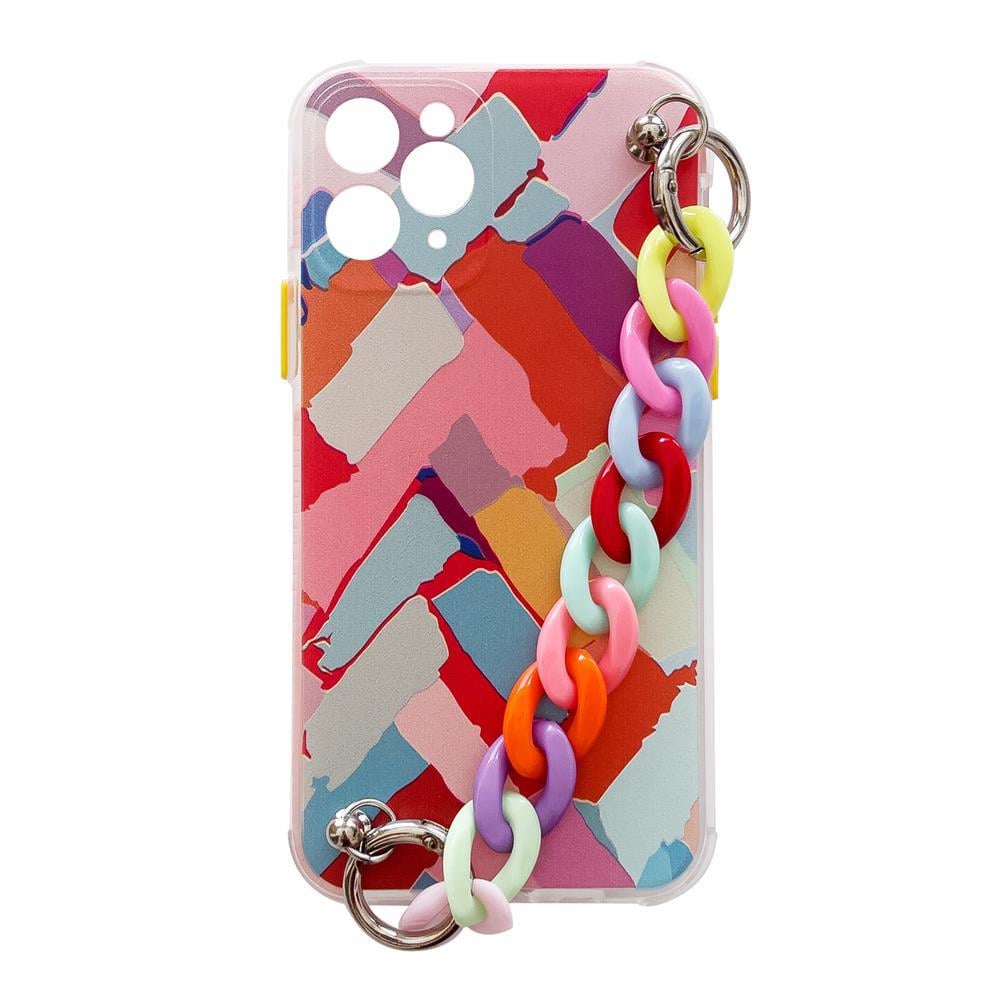 Color Chain Case gel fleksibelt elastisk cover med kædevedhæng til iPhone 13 mini multicolour (3)