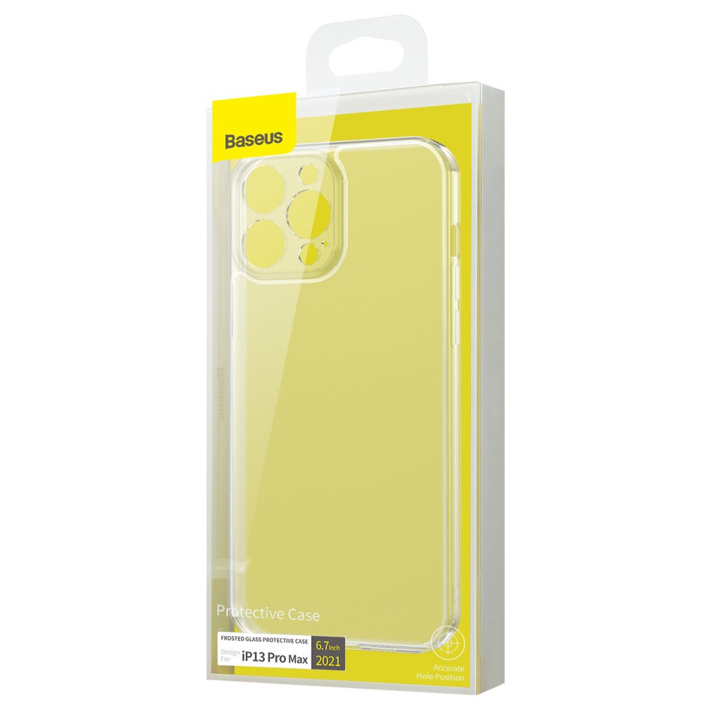 Baseus Frosted Glass Case for iPhone 13 Pro Max with Transparent Gel Frame (ARWS000202)