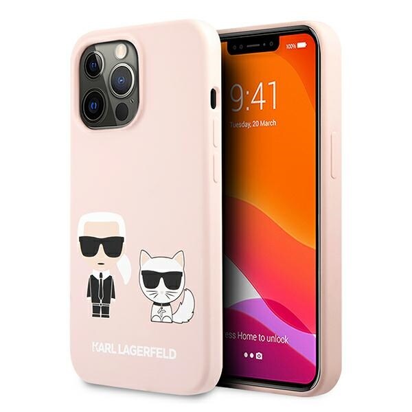 Karl Lagerfeld silikone Karl&Choupette-etui til iPhone 13 Pro / iPhone 13 - Lyserød