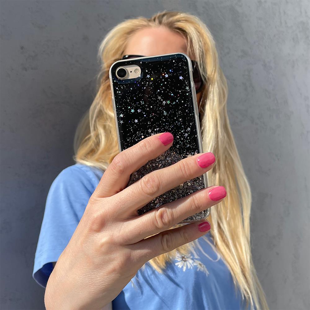 Star Glitter Shining Cover til iPhone 13 Pro sort