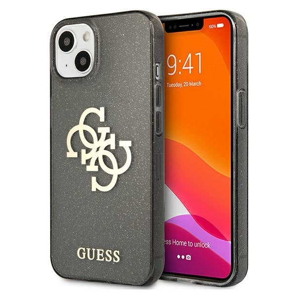 Guess GUHCP13SPCUGL4GBK iPhone 13 mini 5,4" sort/sort hårdt etui Glitter 4G Big Logo