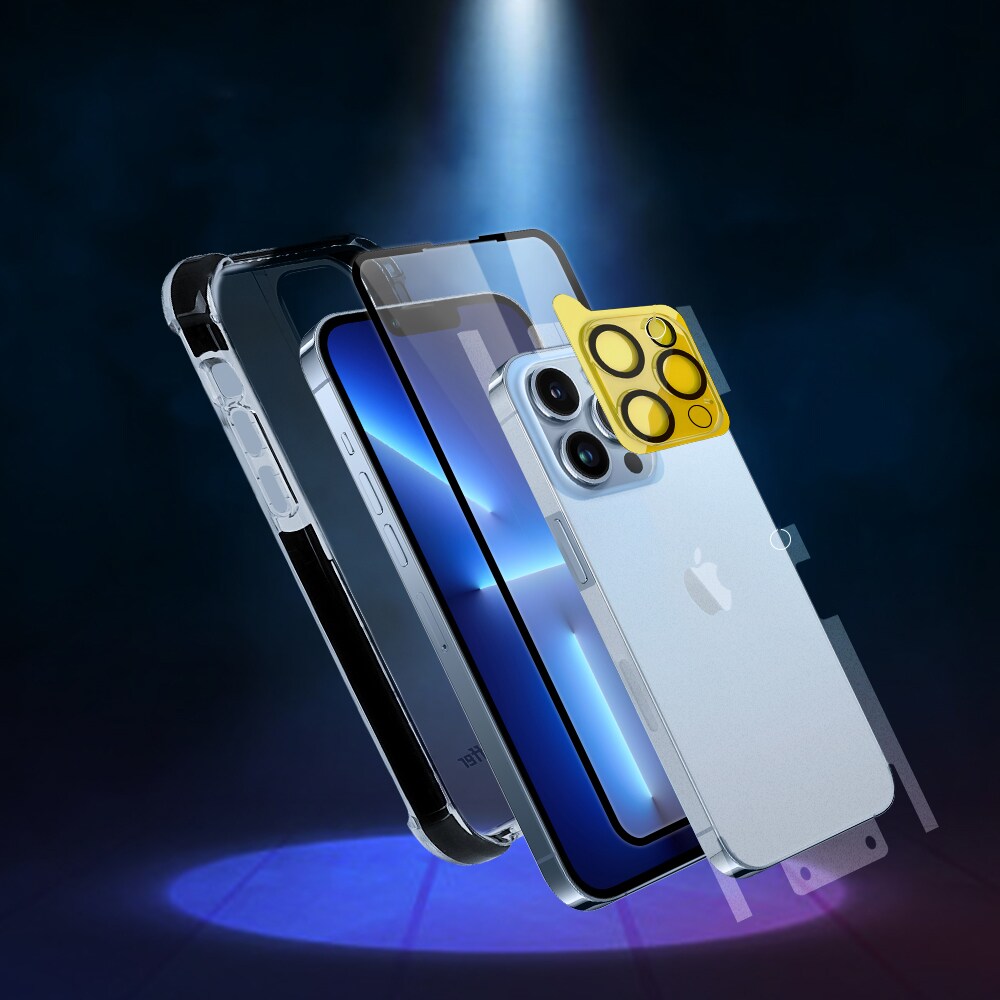 Bestsuit 6in1 sæt til iPhone 13 mini: etui, hærdet glas, beskyttelsesfilm, klude, aplikator (D30)