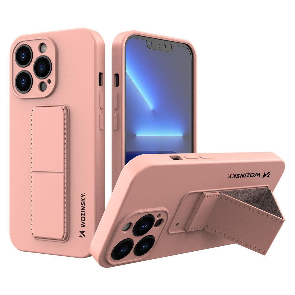 Wozinsky Kickstand-etui iPhone 13 Pro silikoneetui med stander Pink