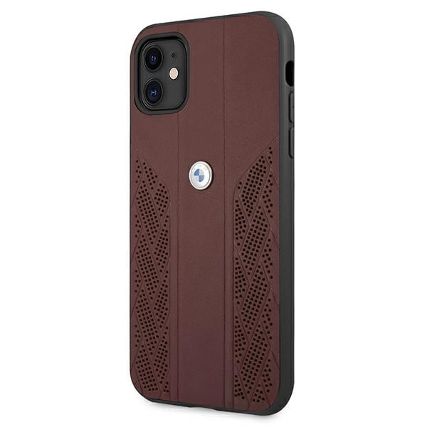 BMW Læder Curve Perforate Etui til iPhone 11 / Xr - Rød