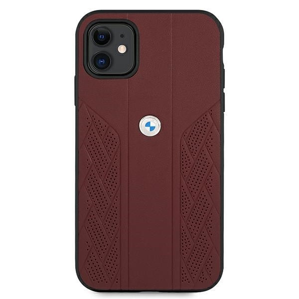 BMW Læder Curve Perforate Etui til iPhone 11 / Xr - Rød