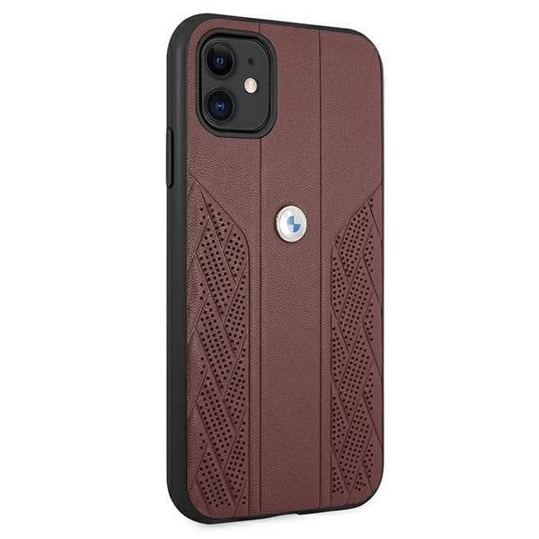 BMW Læder Curve Perforate Etui til iPhone 11 / Xr - Rød