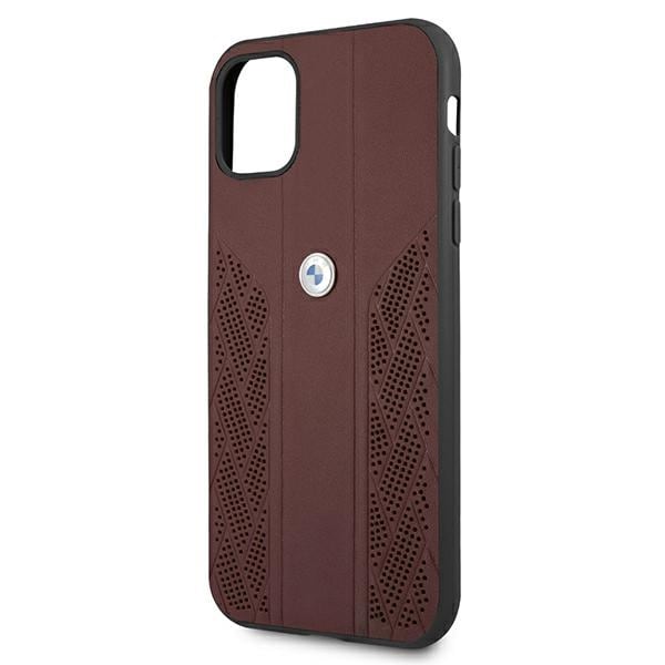 BMW Læder Curve Perforate Etui til iPhone 11 / Xr - Rød