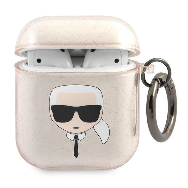 Karl Lagerfeld Glitter Karl's Head Case til AirPods 1/2 - Guld