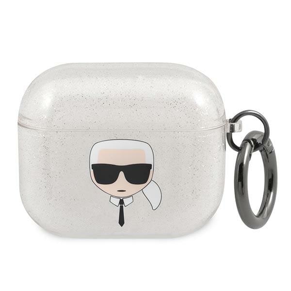Karl Lagerfeld Glitter Karl's Head-etui til AirPods 3 - sølv