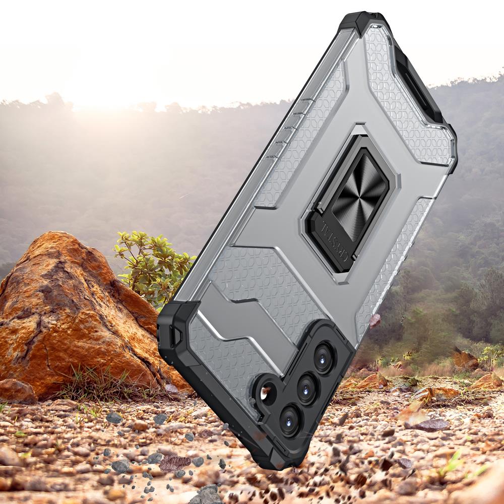 Crystal Ring Case robust hybrid cover + magnetisk holder til Samsung Galaxy S22 + (S22 Plus) rød