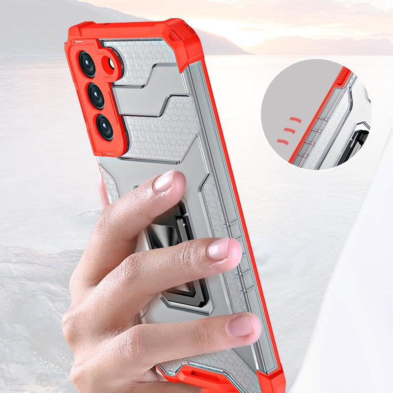 Crystal Ring Case robust hybrid cover + magnetisk holder til Samsung Galaxy S22 + (S22 Plus) rød